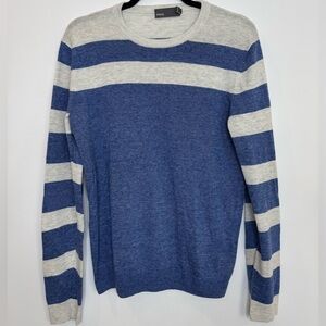 Vince Mens Linen Blend Blue & Gray Striped Long Sleeve Sweater size medium